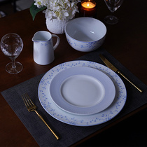 Export to the UK plain high-grade ceramic blue side Western tableware home steak plate pasta Big Bowl Milk Cup set