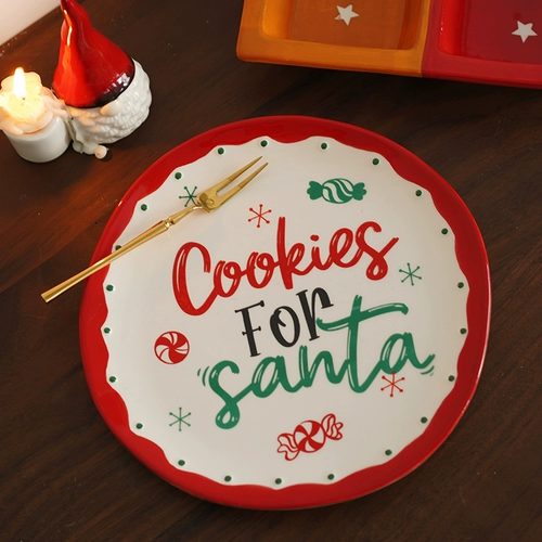 8,5-дюймовая праздничная вечеринка, экспортная европейская ретро-ручная роспись букв, рождественская посуда, западная обеденная тарелка, тарелка для стейка, декоративная тарелка