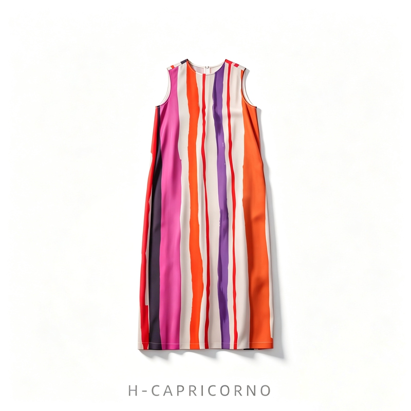 H-Capricorno Niche Artistic Sunset Watercolor Lazy Vacation Style Color-Striped Slimming Tank Dress H-Capricorno Niche Artistic Sunset Watercolor Lazy Vacation Style Color-Striped Slimming Tank Dress
