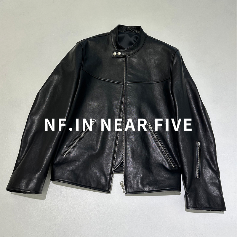 Near Five First-Layer Calfskin Jacket, Retro Motorcycle Men's Clothing, Black Genuine Leather Jacket, Stand-Up Collar Short Jacket Near Five First-Layer Calfskin Jacket, Retro Motorcycle Men's Clothing, Black Genuine Leather Jacket, Stand-Up Collar Short Jacket