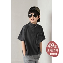 Boys polo shirt short sleeve T-shirt 2021 summer new mid-big boy casual fashion thin coat summer tide