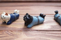 DEC0069 Japanese Japanese style thinking-like three-flowered cat and black cat resin doll knick-knack