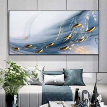 Pure hand-painted oil painting light luxury physical nine fish figure Gold Line abstract decorative painting modern living room Porch Restaurant hanging painting
