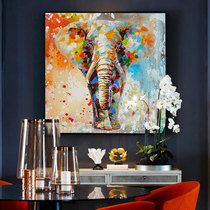 Pure hand-painted oil painting modern decorative painting Nordic hanging painting living room murals porch pass painting elephant auspicious