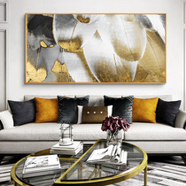 Pure hand-painted living room oil painting Villa porch murals light luxury simple abstract hanging painting horizontal feather American decorative painting