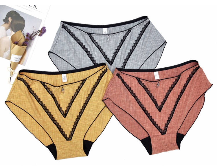 Kích thước lớn cộng với chất béo cotton kích thước lớn Đồ lót Nhật Bản dễ thương ren ren cotton cao eo nữ quần béo MM200 kg - Giống cái do lot nu