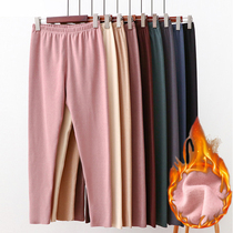 Large size warm long johns womens brushed fleece plus high waist leggings German velvet traceless constant temperature autumn and winter 200 catties