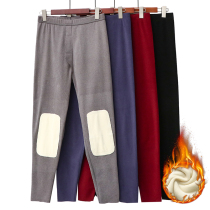 Large size mens de velvet long johns warm thickened leggings mens autumn and winter knee pads cold-proof old cold legs knee warm pants