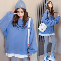 Pregnant women autumn suit fashion spring and autumn new net Red Coat large size loose out two-piece Autumn Sweater