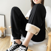 1912 pregnant woman lamb suede casual pants winter thickened with velvety Arctic suede warm outside wearing tovening pants Chauga pants