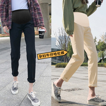 Pregnant Woman Jeans Spring Autumn Pure Cotton White Cowboy Tobellied Pants Outside Wearing Casual Hitting Underpants Loose pregnant woman