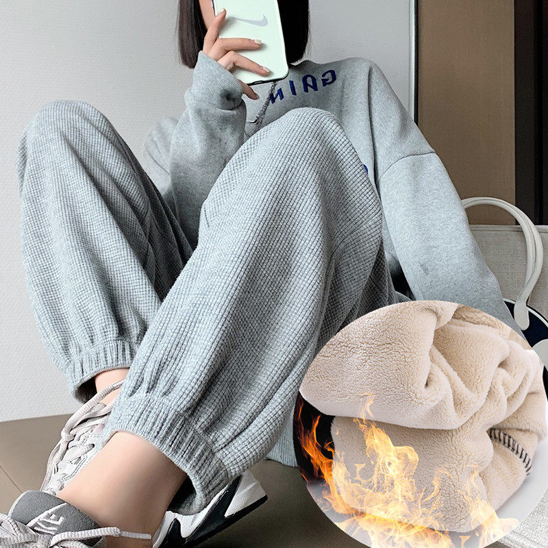 Large size maternity pants autumn and winter wear plus velvet outer wear casual fashion loose net red beam feet harem outer wear sweatpants