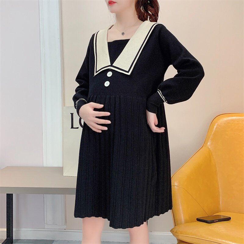 Mid - long edition loose pregnant women dress autumn and winter big size dress red dress children 2021 new outdoor suit