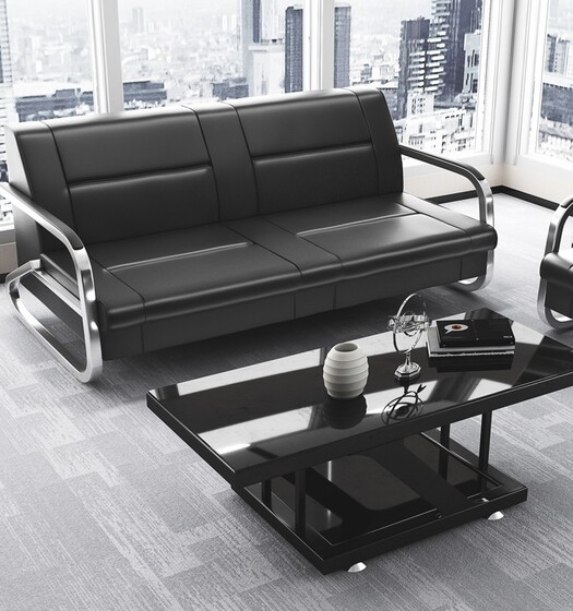 Office small apartment office sofa coffee table combination business reception negotiation meeting customers waiting three-person leather sofa