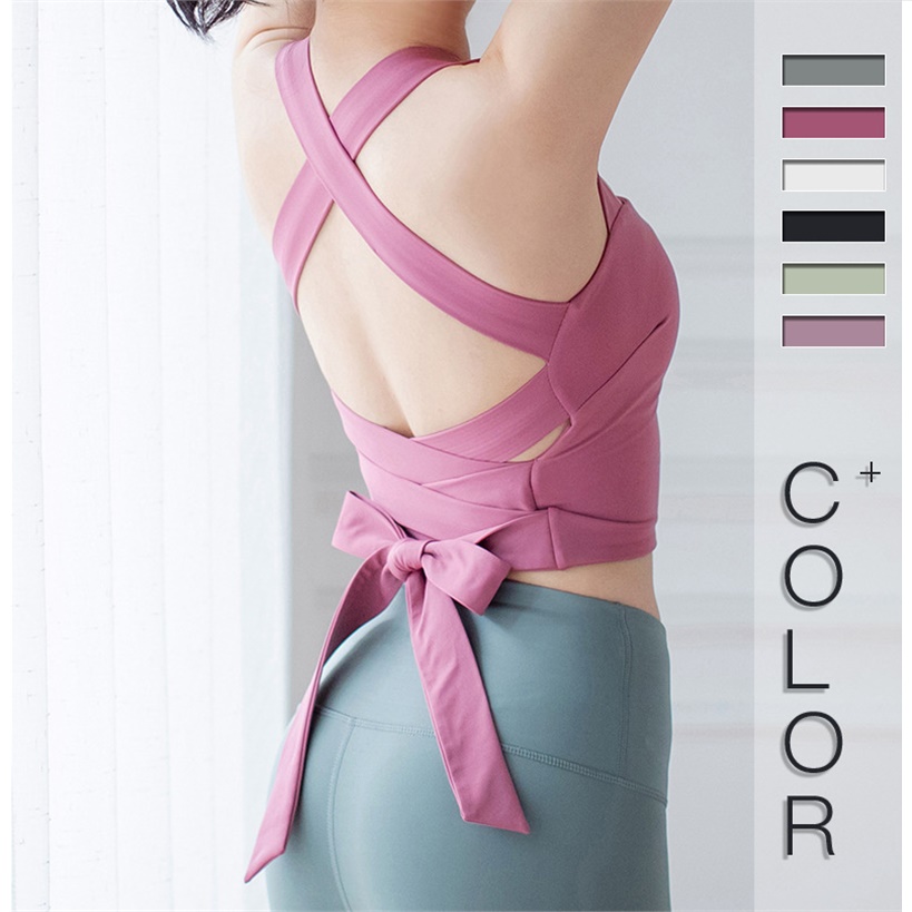 New high play speed dry strap Fitness Suit Sports Yoga Instructor Wear back underwear Shoulder Strap Chest Cushion Long Version Vest Woman