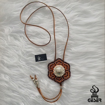 Mongolian element high-end private customization pure handmade genuine leather printed ethnic style Mongolian robe accessories leather necklace