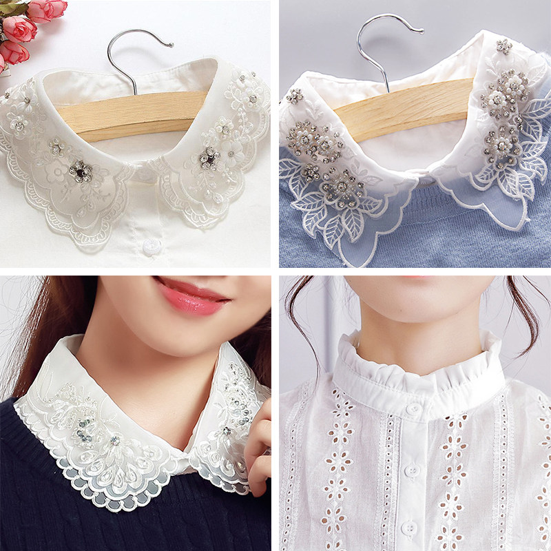 Lace false collar child 100 lap fake collar shirt decorated wood ear side false coat collar black white shirt cotton fake collar woman