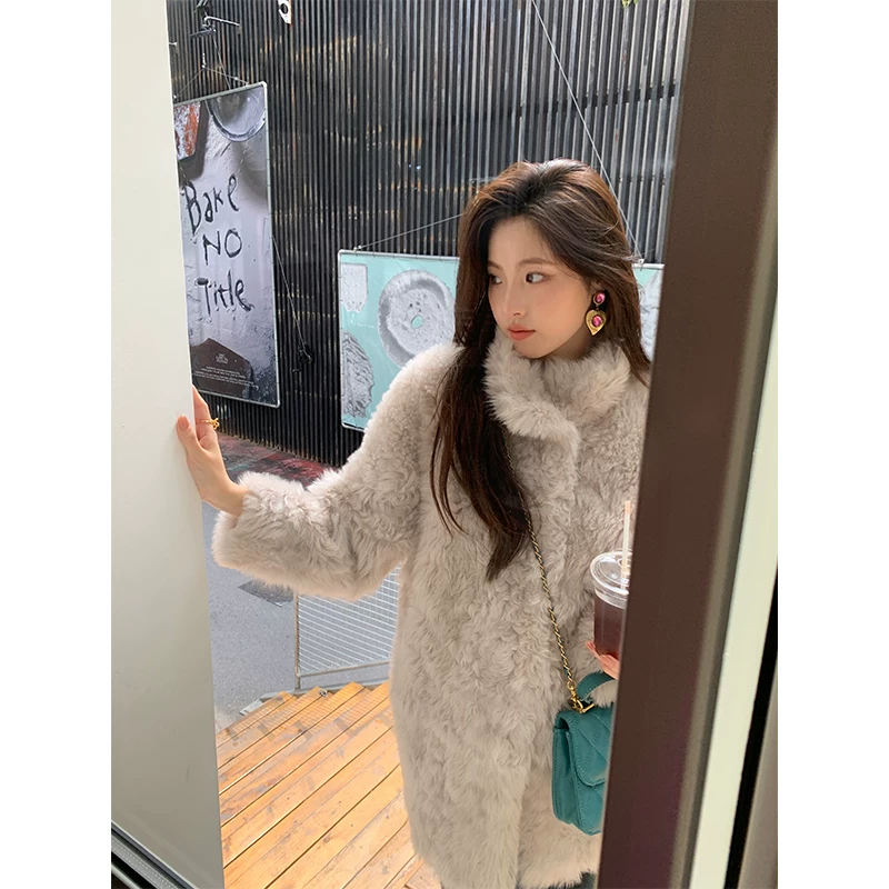 Import woolen long jacket, mid-length