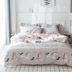 Hàn Quốc ins tươi và đơn giản hoạt hình dễ thương bông 1.5 / 1.8m gia đình bốn giường bông ¾ - Bộ đồ giường bốn mảnh bộ chăn gối nous Bộ đồ giường bốn mảnh