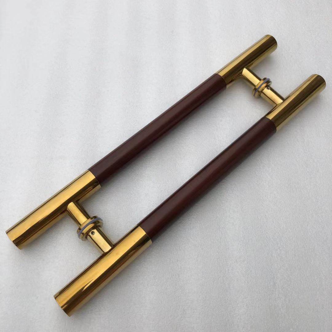 Wood grain KTV wooden door stainless steel handle European style Chinese golden gate big handle in glass door handle titanium alloy
