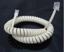 Telescopic spring stretch wire telephone telephone receiver line with crystal head microphone connection 4 Core length approb. 1 8 m