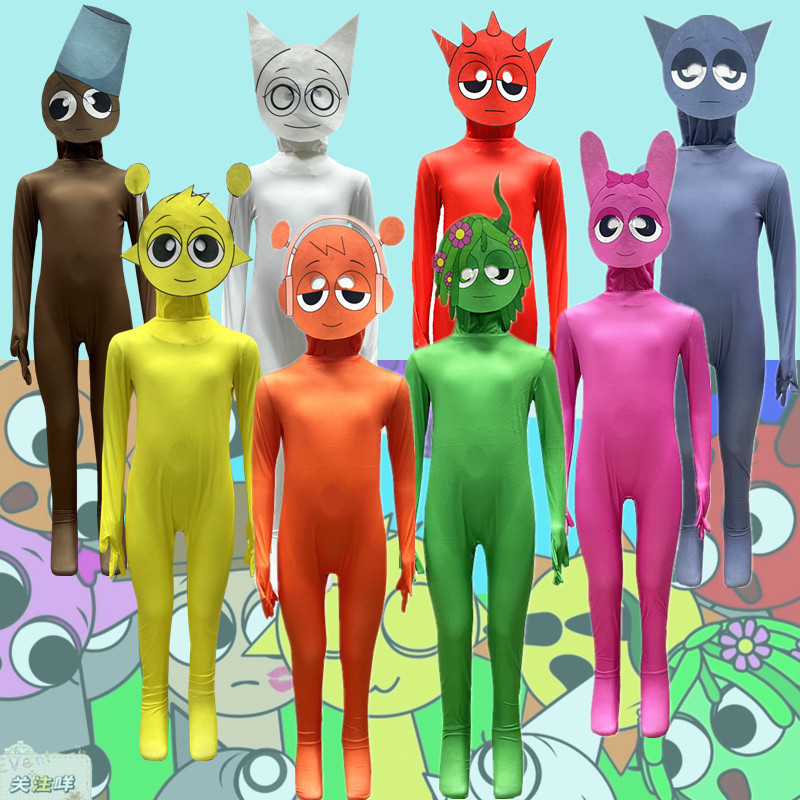 Halloween Kidsren's Costume Sprunki Incredibox Rhythm Box Mask Stage Role-Playing Costume Halloween Kidsren's Costume Sprunki Incredibox Rhythm Box Mask Stage Role-Playing Costume