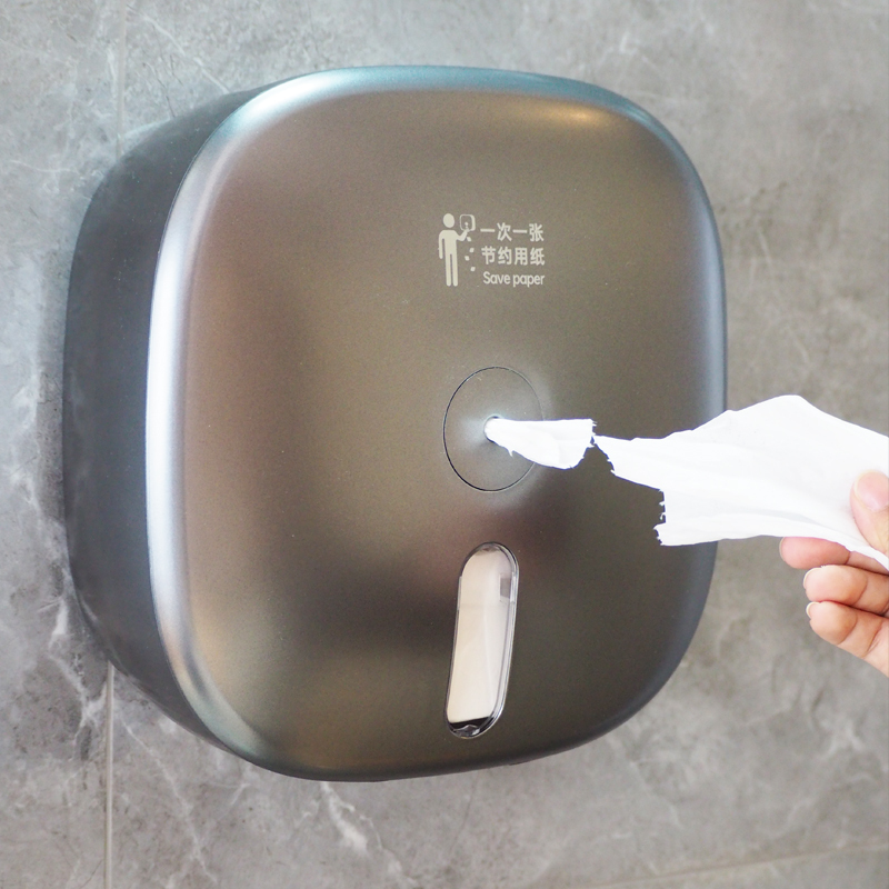 Center-Pull Large Roll Paper Box, One Sheet at a Time, Wall-Mounted, No-Drill Toilet Paper Holder, Hotel Commercial Tissue Box