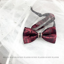 Wedding groom bow tie Red tie Banquet formal suit Event tie Best man bow