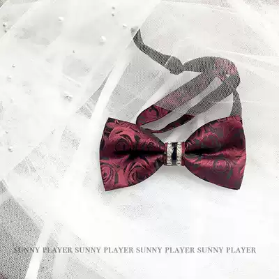 Wedding groom Bow tie Red banquet formal suit Event tie Best man bow