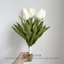 Tulip Handheld bridal wedding wedding simulation flower living room decoration lead photo Wedding Dress White
