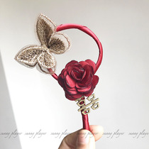 Corsage big red wedding parents groom best man Happy word beautiful wedding Xiuhe ancient style new couple lapel flower