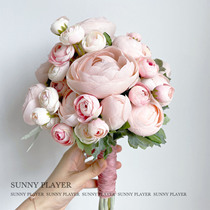 Emulated floral bouquet to hold floral white pure peony peony flower round wedding bridal bridal wedding photography props