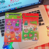 Peach office original design cartoon illustration holiday sticker Handbook sticker Pearl sticker Halloween Christmas