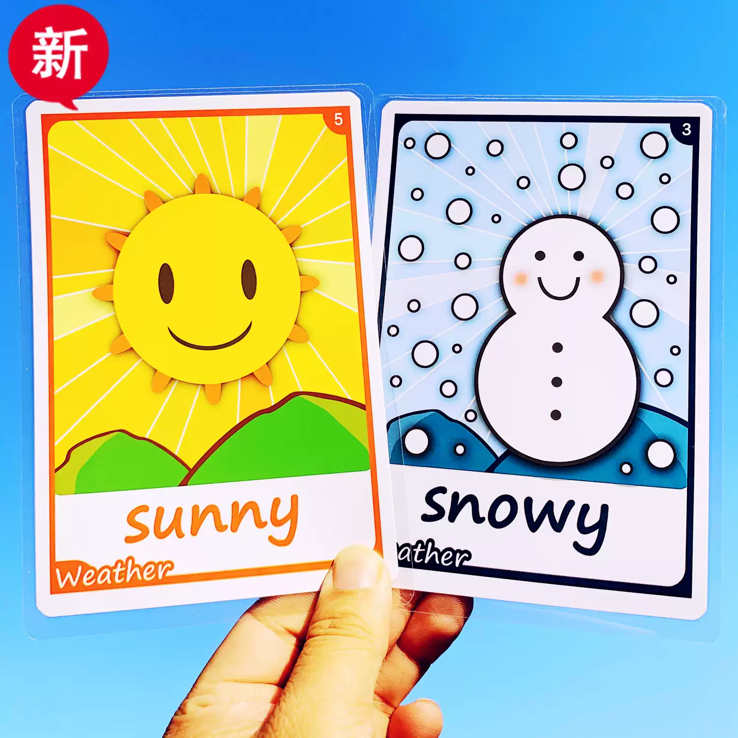 Weather 天气英文单词卡片英语闪卡宝宝启蒙早教幼儿园教师教具