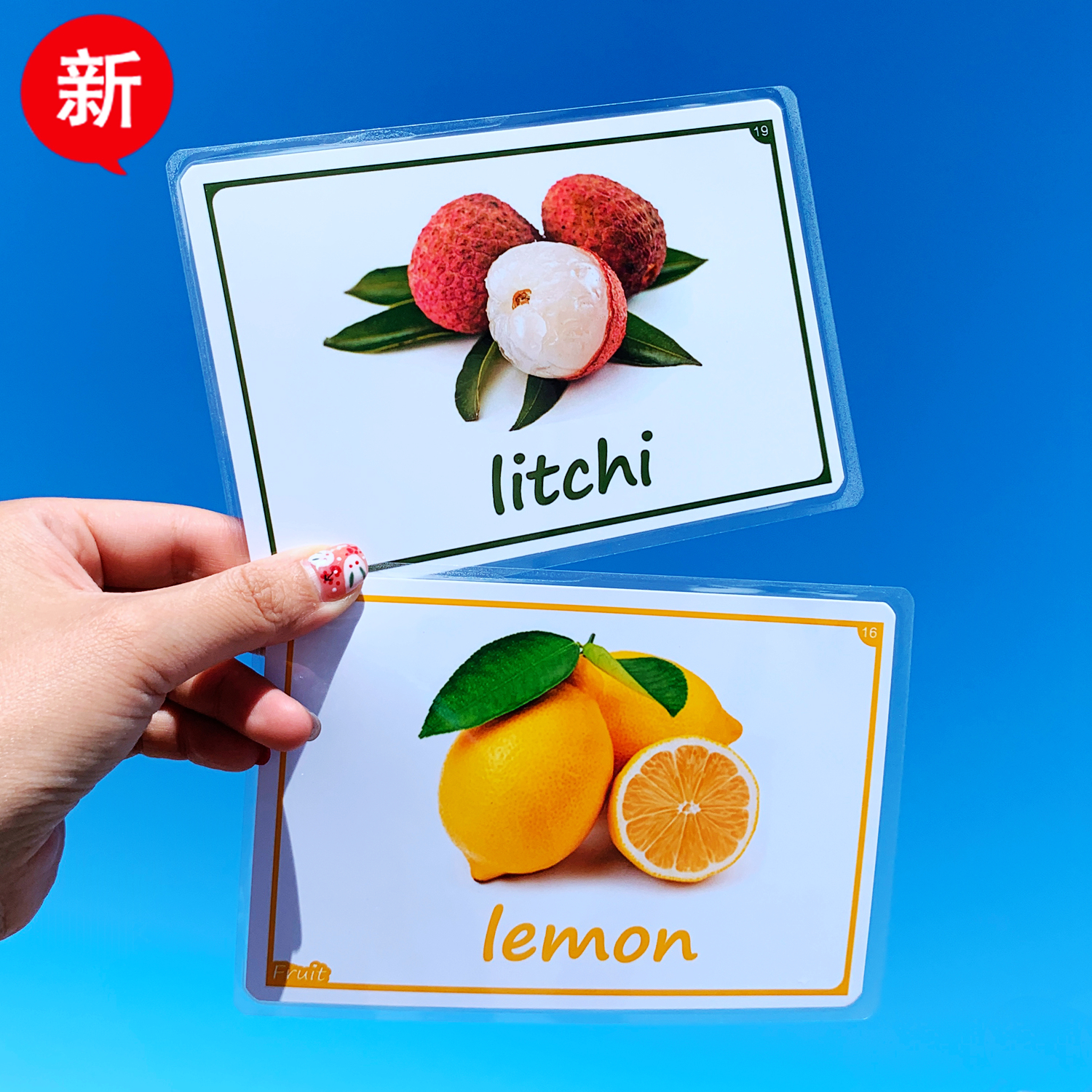 Fruits English flash card fruit English word card baby early education Enlightenment kindergarten teacher teaching aids