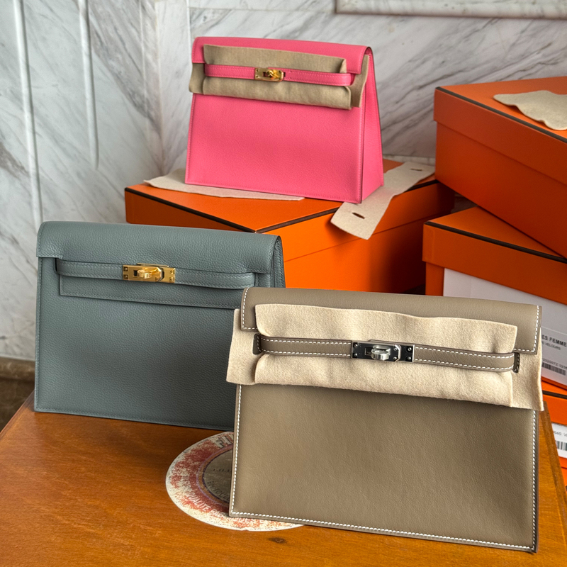 Hand-Sewn Kelly Danse Crossbody Waist Bag Evercolor/Swift Cowhide Single-Shoulder Dance Bag