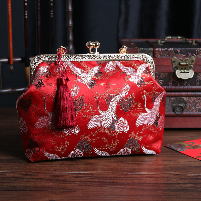 With cheongsam bag handbag retro temperament goddess elegant fashion wedding bag female bride wedding all-match