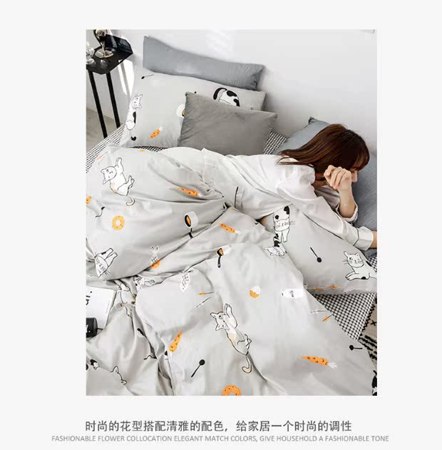 Jane Eyre cotton bốn mảnh cotton lưới bốn mảnh màu đỏ rung cùng một đoạn nhỏ chăn tươi ký túc xá sinh viên - Bộ đồ giường bốn mảnh chăn ga gối đệm đẹp