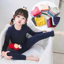 Autumn and winter boys and girls young children baby cotton grinding base basic autumn pants low collar underwear set