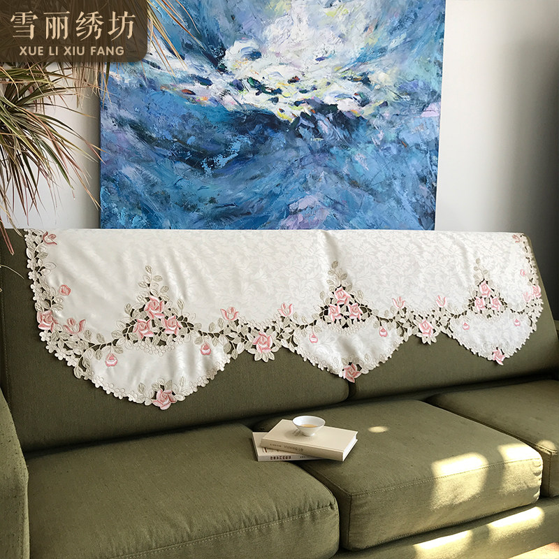 Sofa towels backrest towels Towels Garden Cloth Art Eurostyle Embroidered Sofa Hood Dust Lid Cloth Fresh and fragrant
