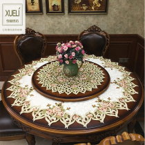 Large round tablecloth Round coffee table pad cover towel Fabric embroidery Nordic American Chinese round tablecloth table mat Mountain Rose