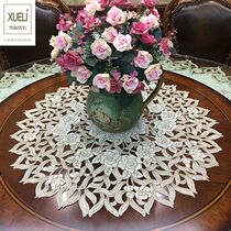 Round table cloth round tea table Table Cushion Fields Garden Cloth Art Embroidery Hollowed-out Light Lavish Nordic American Chinese Round Table Cloth Multicolored