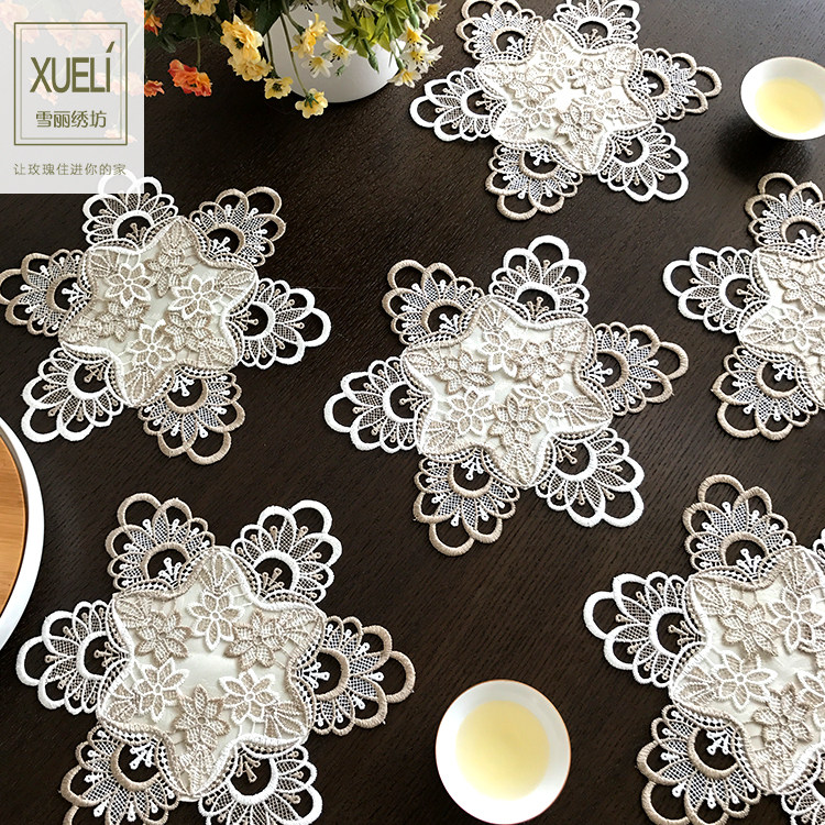 Table cushion disc bussy dining cushion bowl cushion cup cushion round table cloth vase cushion cloth art lace American style Chinese rice yellow