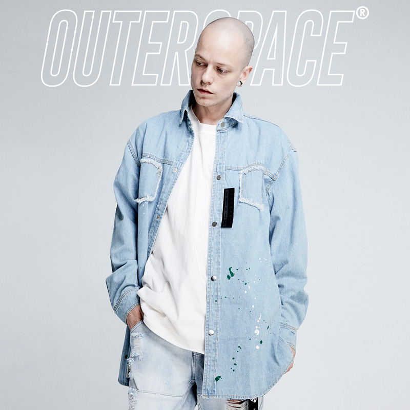 【OUTERSPACE官方】破坏涂鸦单宁衬衫