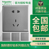 Schneider Switch Socket Treasures Platinum Series Smoke Cloud Grey 86 Models New Home Decoration Five Holes USB Single Double Control