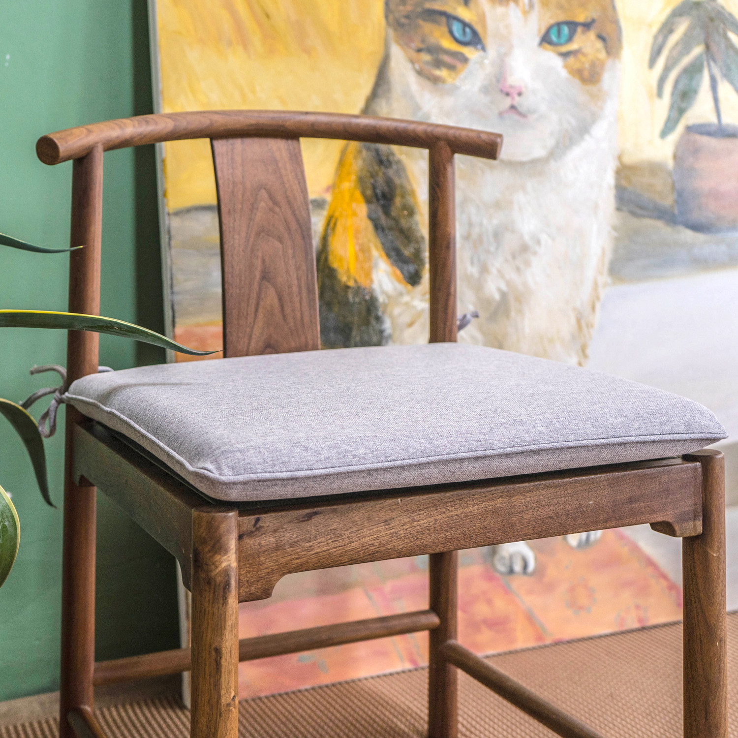 New Chinese Tea Table Chair Cushion Thickened Cotton Linen Memory Cotton Slow Rebound Red Wood Too chair cushion removable for dining chair