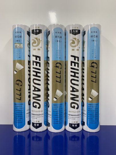 Original Feihuang G777 Badminton, flugfest, flugstabil, Federball, gebogen und gerade, 12 Stück