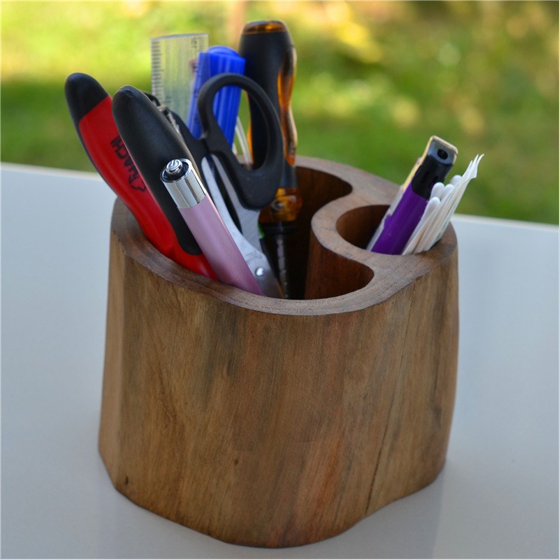 Southeast Asian wind Thai creative parts collection box desktop pen brush wooden retro - wood office solid wood 5