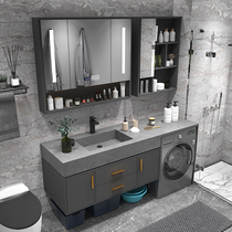 Light Luxurious Rock Board Bath Cabinet Combination Toilet Balcony High And Low Washing Machine Integrated Cabinet Washbasin Bathroom Cabinet