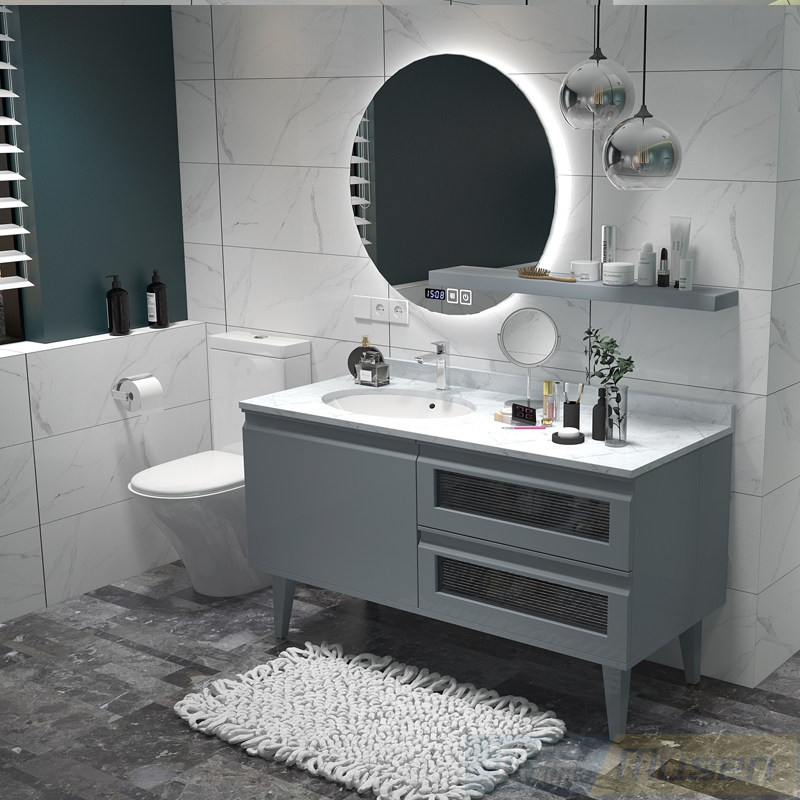 Bathroom modern simple bathroom cabinet intelligent Nordic wash table wash wash basin cabinet combination floor-to-ceiling dressing room